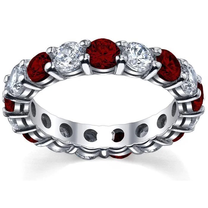 Diamond Rings for Nurses' Elegance-Garnet and Diamond Anniversary Band