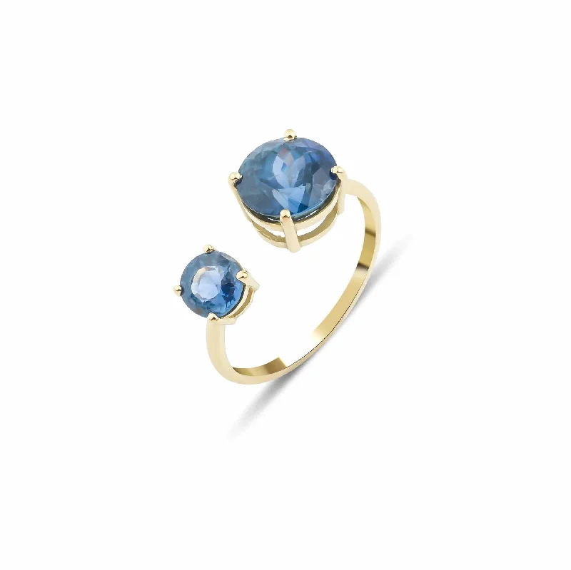 Layered rings designed for stacking finger fashion -Artisia Open 18K Gold Ring w. Sapphires