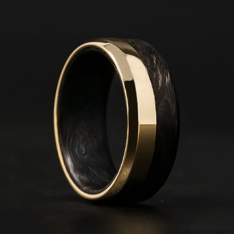 Silver rings offering affordable sparkle for fingers -Gold and Forged Carbon Fiber Ring | Forged Carbon Fiber Liner