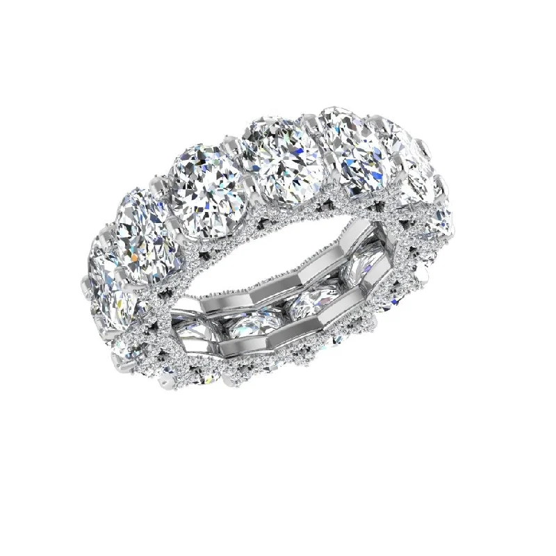 Thin Diamond Rings for Subtle Beauty-Half Oval Half Round Diamond Eternity Band 8.5 CT