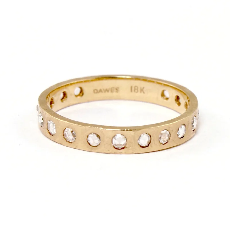 Diamond Rings for Engineers' Design-Hewn White Diamond in 18K Rose Gold Band by Dawes Design