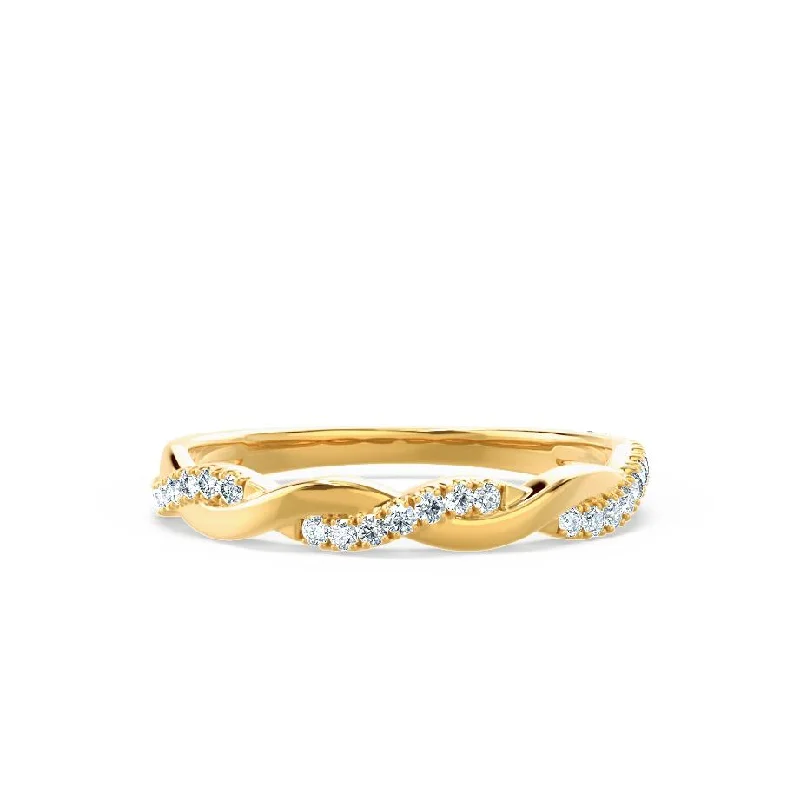 Diamond Rings for Architects' Aesthetics-IVY - Ready to Ship Lab Diamond Twist Pavé 18k Yellow Gold Eternity Wedding Band