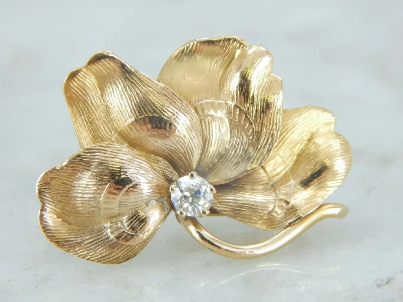 Brooches and pins inspired by sea stone hues -Lucky Four Leaf Clover Brooch with Diamond Detail