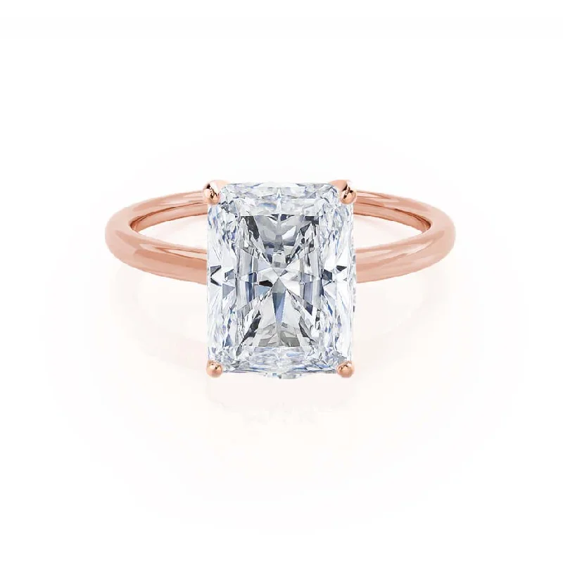 Diamond Rings for Father's Day-LULU - Radiant Natural Diamond 18k Rose Gold Solitaire