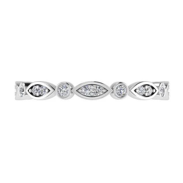 Diamond Rings with Double Bands for Stylish Design-Marquise and Dot Diamond Eternity Ring 18K Gold