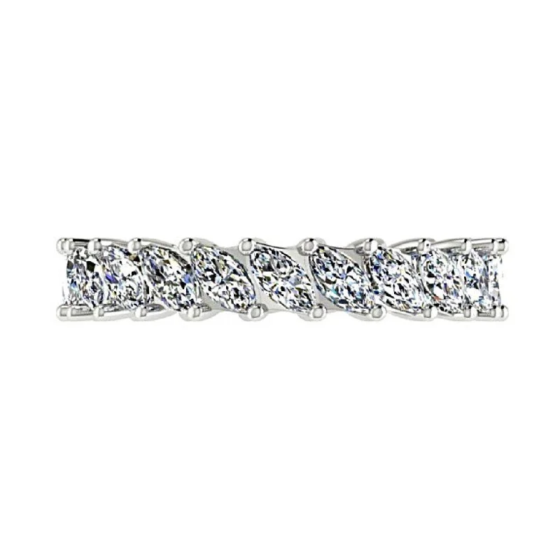 Diamond Rings for Special Occasions-Marquise Cut Diamond Eternity Ring 18K White Gold