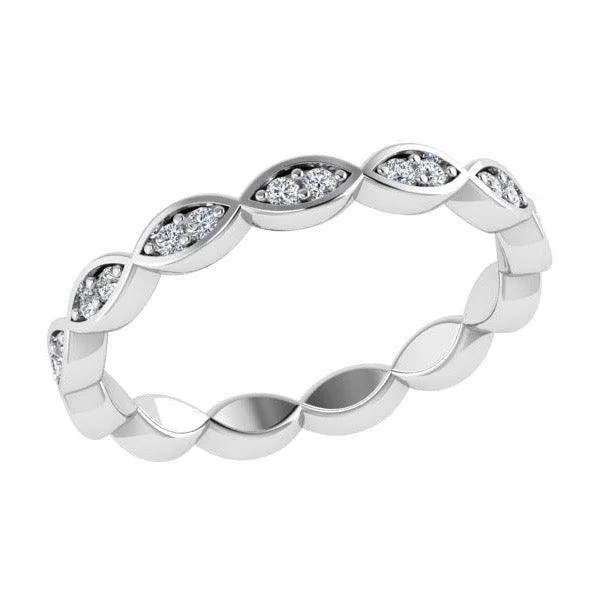 Diamond Rings with Triple Bands for Complex Look-Marquise Shaped Round Diamond Eternity Ring 18K Gold (0.26 ct. tw.)