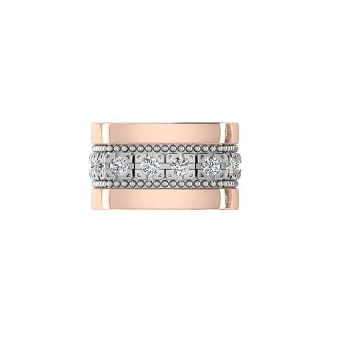 Diamond Rings for Birthday Gift-Men's Milgrain Diamond Ring 14K Rose Gold