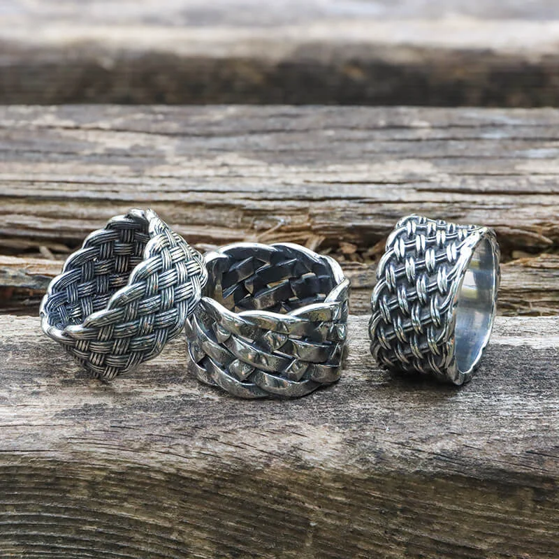 Brushed rings with rough finish for grit -Minimalism Braided Stainless Steel Ring