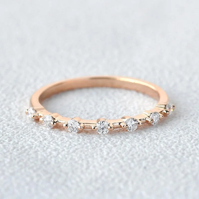 Bright rings with multicolor stones for fun -Minimalist Moissanite Wedding Band