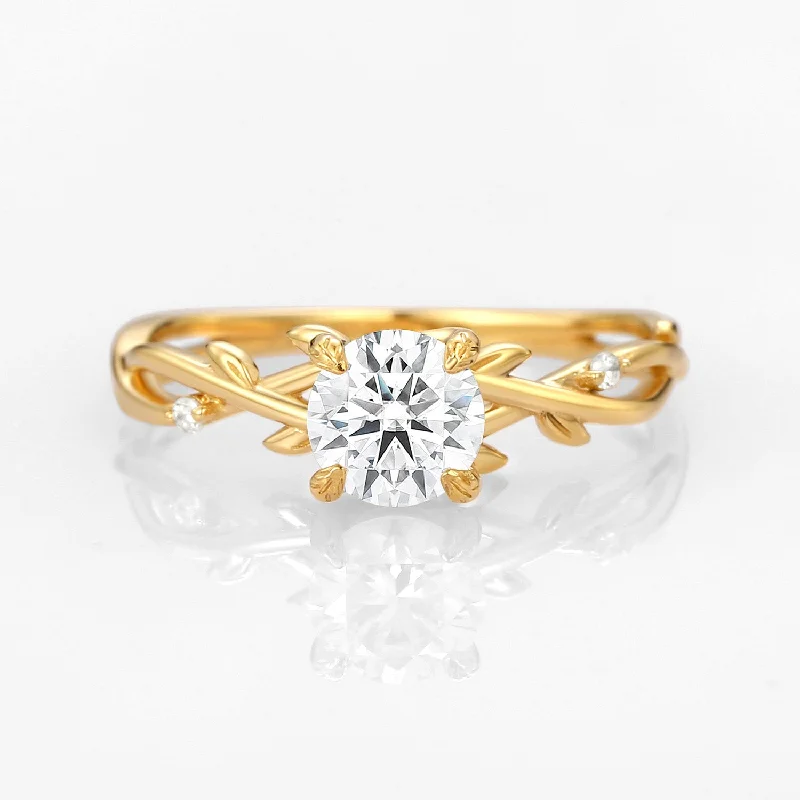 Rings with retro settings for vintage charm -Moissanite Leafy Vintage Engagement Ring - Savannah