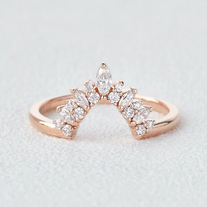 Tribal rings with cultural gemstone designs -Moissanite Stacking Rose Gold Ring