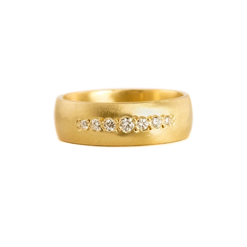 Diamond Rings for Fashion Statement-Graduated Pave Ring with Diamonds in 18kt Yellow Gold by Sarah Mcguire