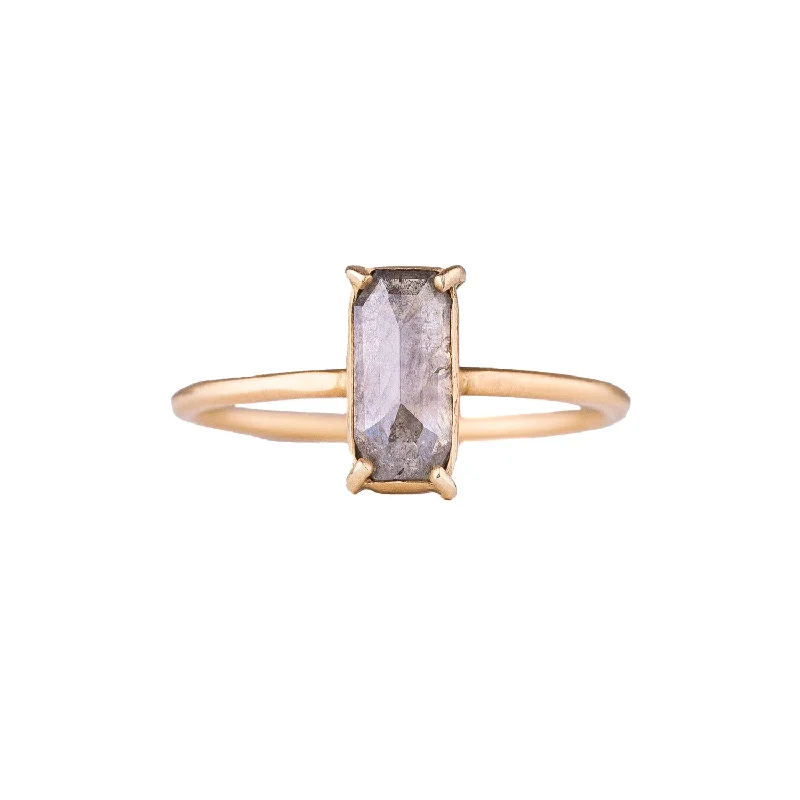 Diamond Rings for Christmas Present-OOAK Rectangle Rose Cut Diamond Ring in 14 kt Gold by Rebecca Overmann