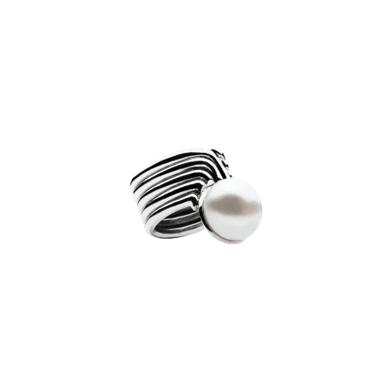 Rings perfect for teens with bold gems -Supersonic Pearl Ring Silver