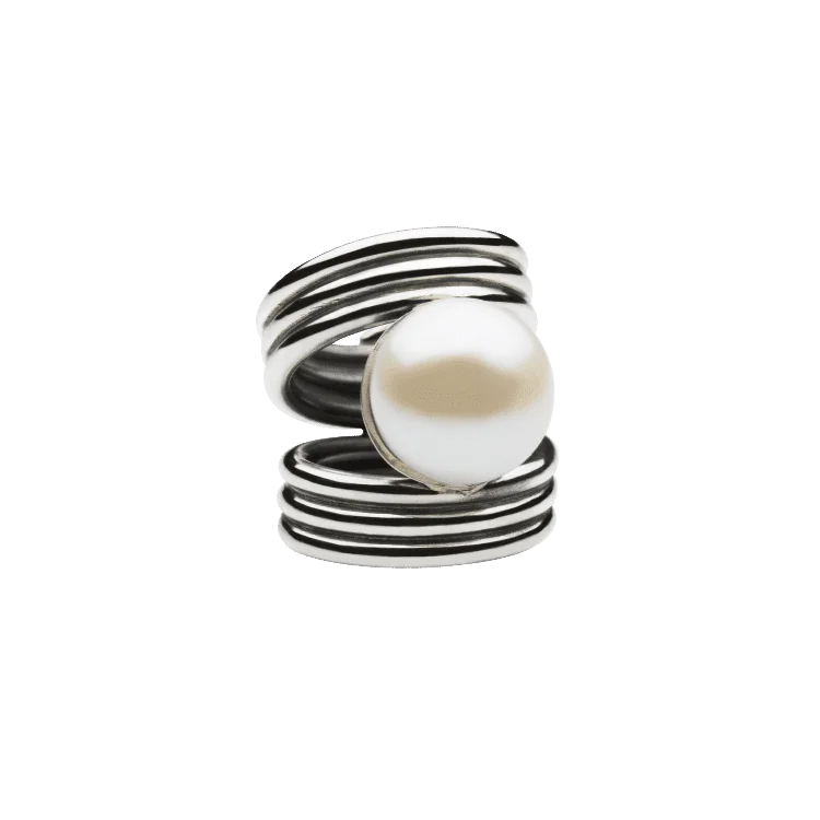 Luxe rings showcasing dazzling oversized stone centers -Toni Pearl Ring Silver