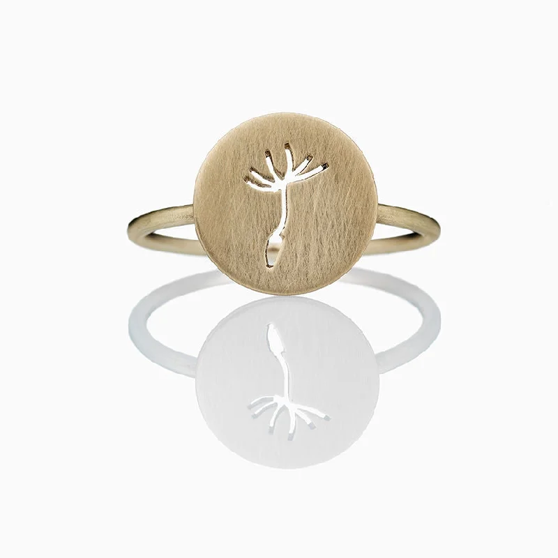 Rings featuring hematite for dark gem shine -Dandelion Round 14K Gold Ring