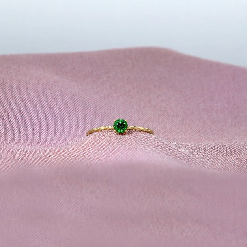 Layered rings designed for stacking finger fashion -Miss Martha 14K Gold Ring w. Tsavorite