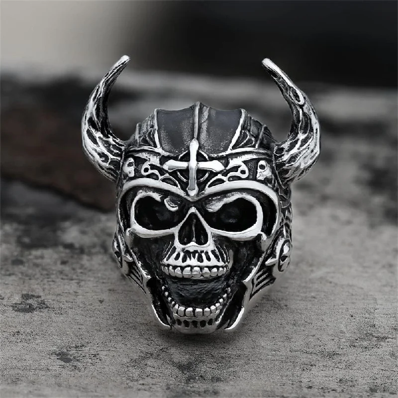 Rings perfect for travel with light wear -Nordic God of War Viking Warrior Skull Ring