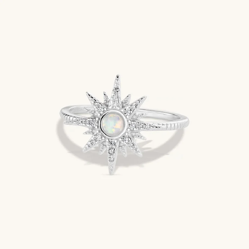 Rings featuring jade for calm green shine -North Star Ring in Silver