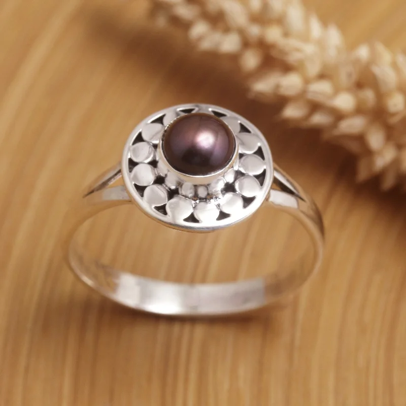 Sleek rings with floating stones for modernity -Novica Handmade Fabulous Flair Cultured Pearl Single-Stone Ring