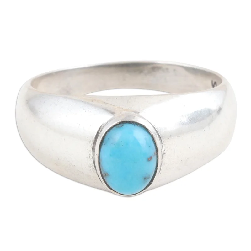 Shaped rings perfect for pairing with others -Novica Handmade Ocean Accent Sterling Silver Single-Stone Ring