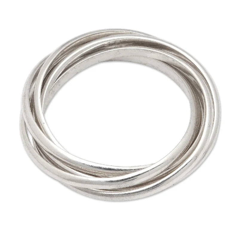 Bold rings designed for men with rugged style -Novica Handmade Radiant Hoop Sterling Silver Band Ring