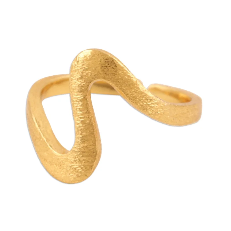 Rings perfect for teens with bold gems -Novica Handmade Splendid Curve Gold-Plated Wrap Ring