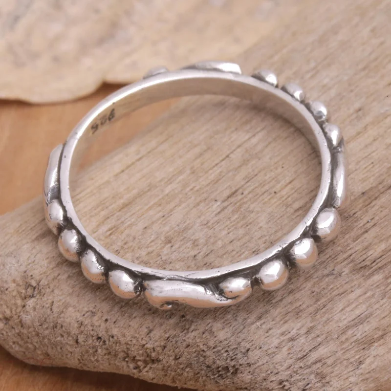 Brushed rings with rough finish for grit -Novica Handmade Sugar Orbs Sterling Silver Band Ring