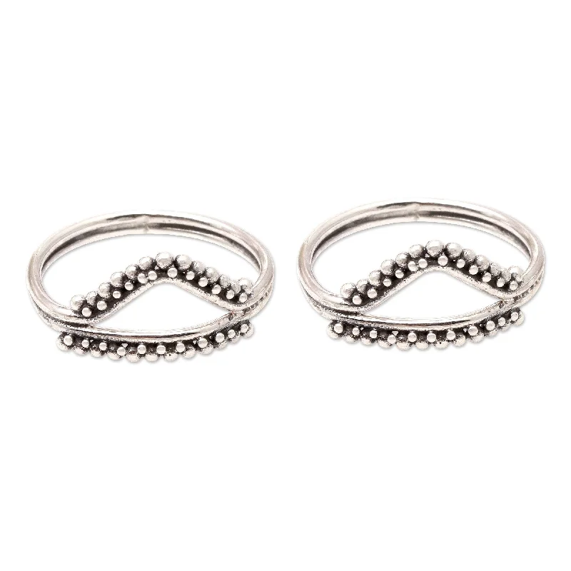 Rings made with lab-grown stones for ethics -Novica Handmade Twin Peaks Sterling Silver Stacking Rings (Pair)