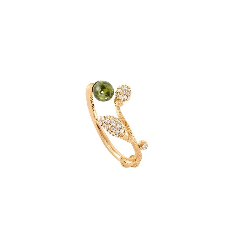 Matte rings with smooth finish for sleekness -Blooming 18K Gold Ring w. Diamonds & Tourmaline