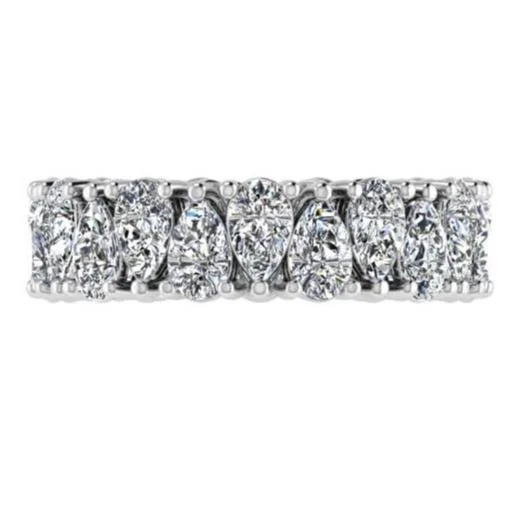 Diamond Rings with Quartz Texture for Simple Detail-Pear Cut Diamond Eternity Ring 18K White Gold 5.50 ct.tw.