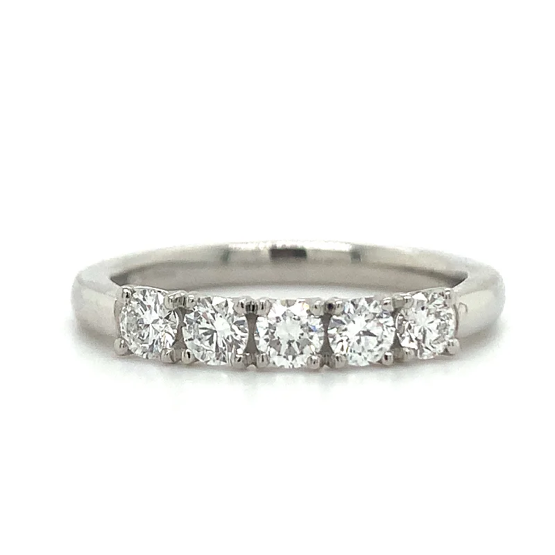 Diamond Rings with Citrine Addition for Cheerful Hue-Platinum 0.55ct Laboratory Grown 5 Stone Diamond Eternity Ring