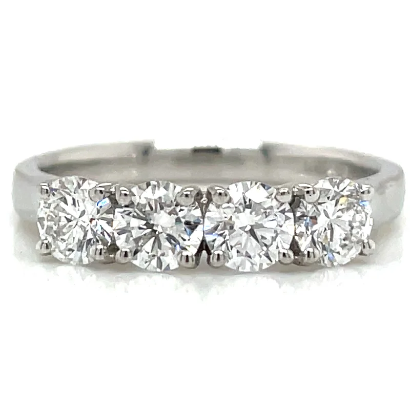 Handmade Diamond Rings for Artisanal Touch-Platinum 1ct Laboratory Grown Four Stone Diamond Eternity Ring