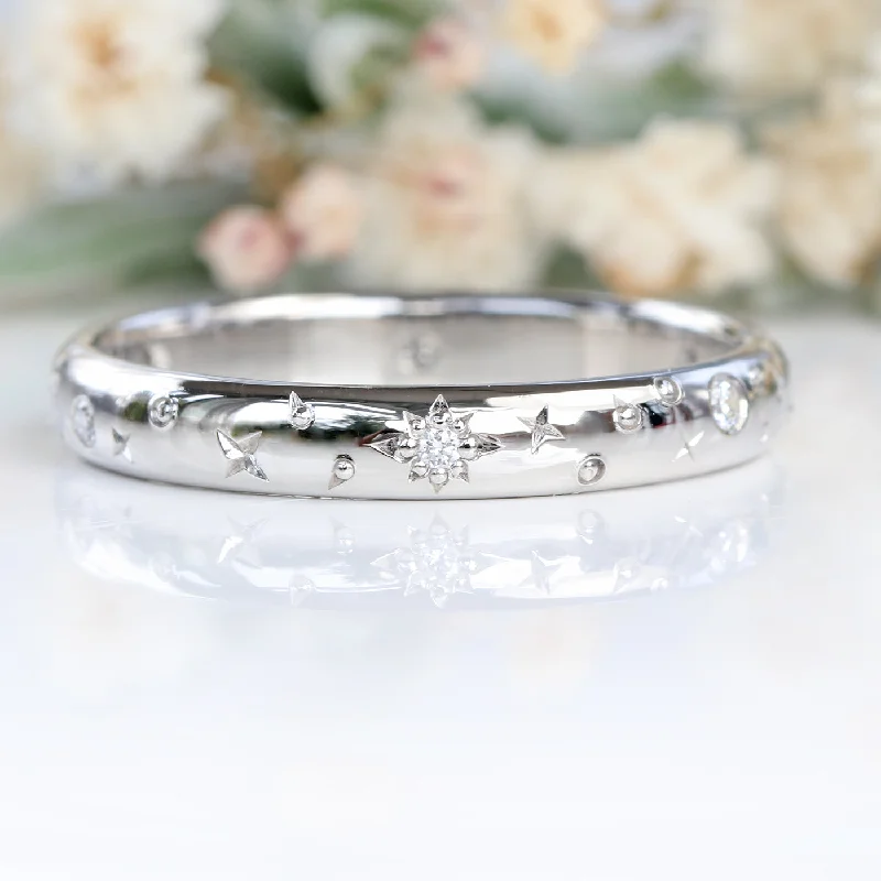 Diamond Rings for Fashion Statement-Platinum Celestial Diamond Band