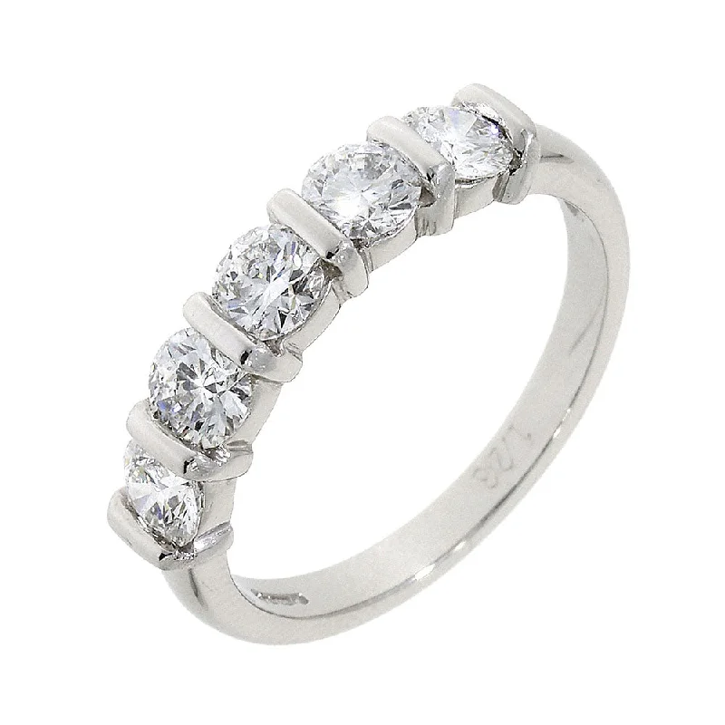 Vintage Diamond Rings for Nostalgic Charm-Platinum Diamond Bar Set Five Stone 1.30ct Eternity Ring