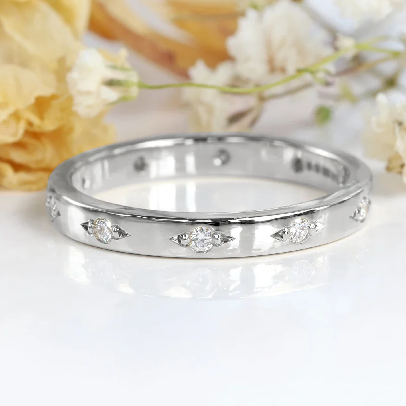 Waterproof Diamond Rings for Everyday Wear-Platinum Engraved Bead Set 10-Diamond Eternity Ring