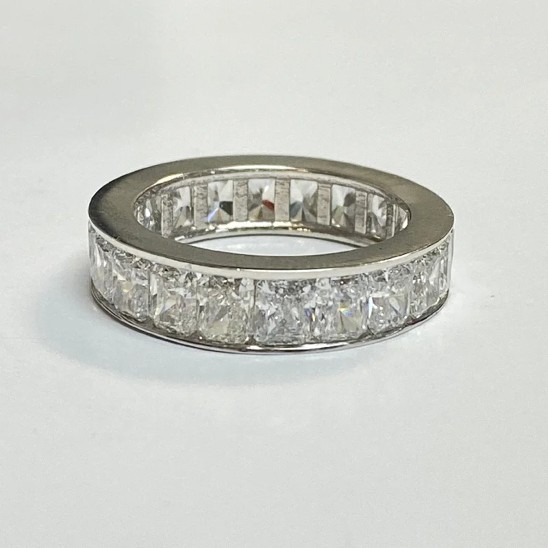 Thick Diamond Rings for Sturdy Appearance-Radiant Cut Diamond Eternity Ring 5.40ctw