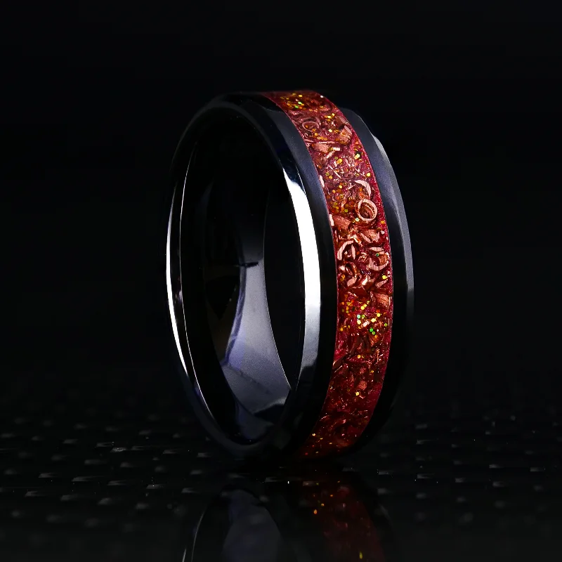 Sleek rings perfect for modern everyday finger style -Radiant Sedona Glowstone Ring on Black Ceramic