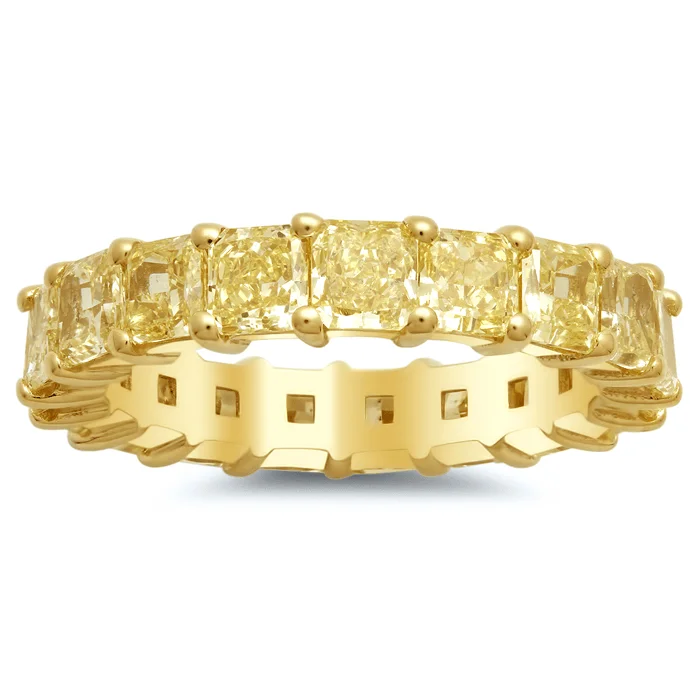 Diamond Rings for Fashionistas' Look-4.00 cttw Radiant Cut Shared Prong Yellow Diamond Eternity Band