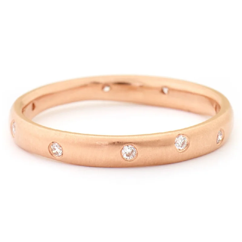 Diamond Rings for Lawyers' Sophistication-SALE! Rose Gold Diamond Wonky Band by Anne Sportun