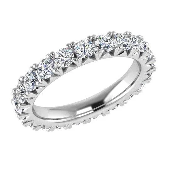 Diamond Rings with Zircon Highlight for Sparkling Look-Round Diamond Eternity Ring 18K Gold (2.35 ct. tw.)