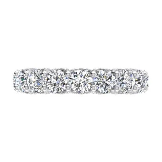 Diamond Rings with Iolite Hue for Blue Tone-Round Diamond Eternity Ring 18K Gold 4.0 CARAT