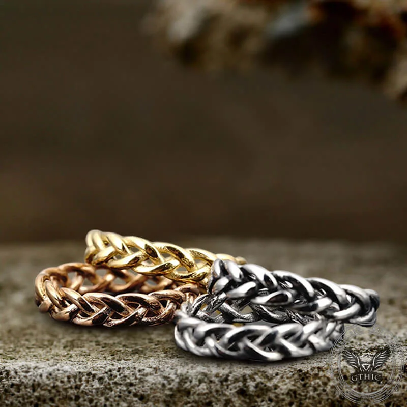 Secure rings with set stones for safety -Simple Hollow Braided Twist Stainless Steel Ring