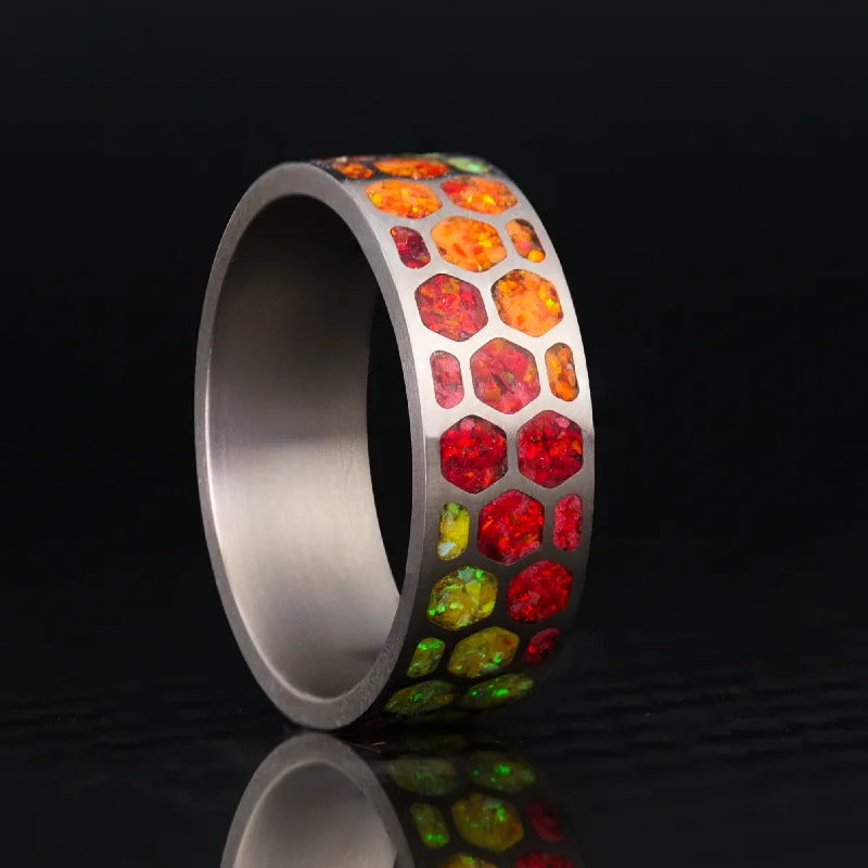 Custom rings designed with your favorite gemstones -Solar Flame Hexagon Glowstone Ring