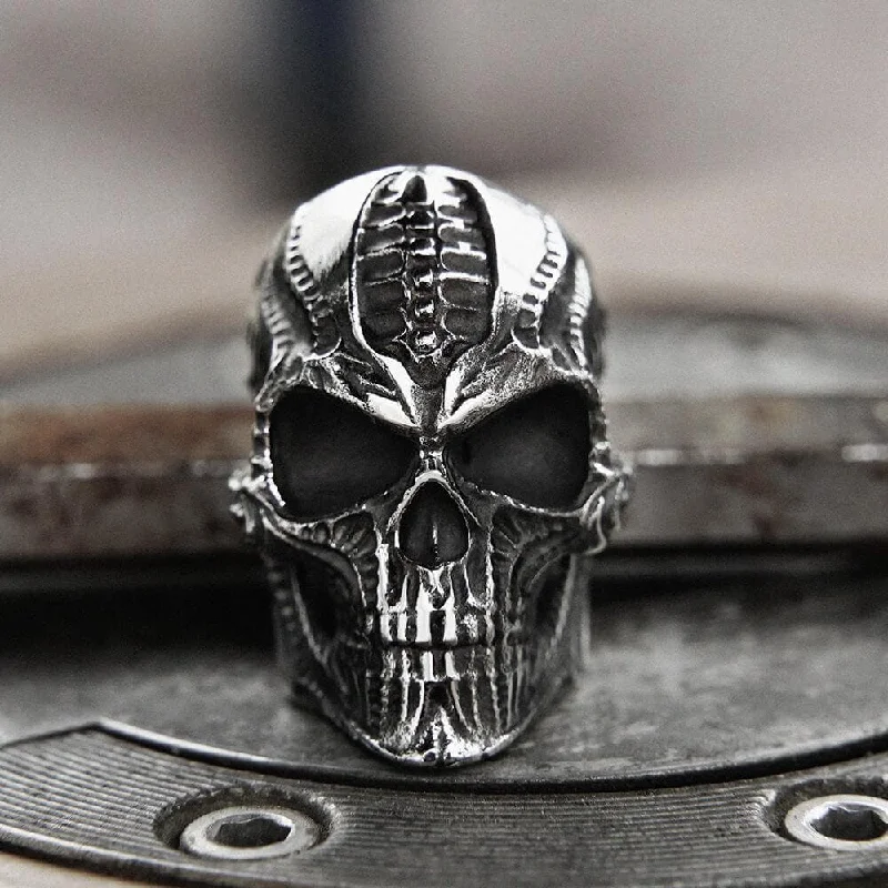 Rings with retro settings for vintage charm -Steampunk Stainless Steel Skull Ring