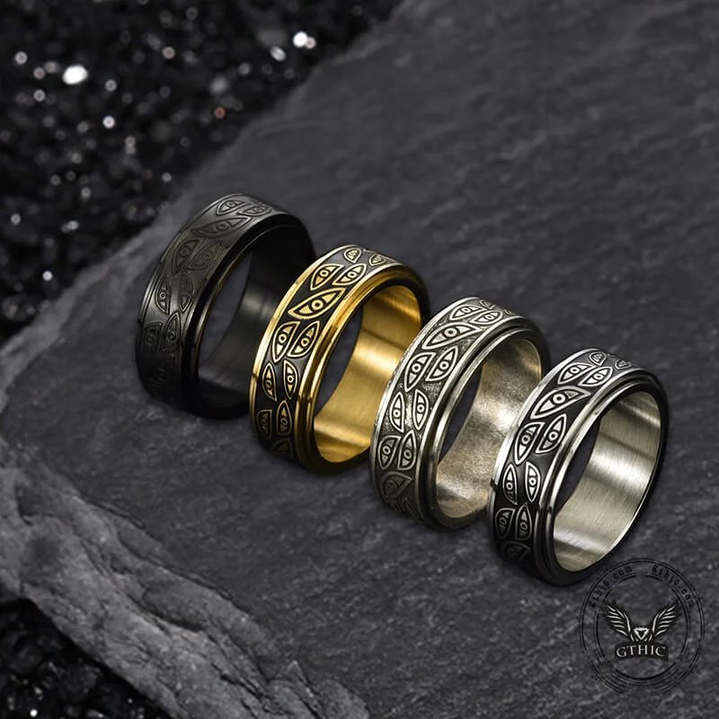 Rings with pave stones for extra finger dazzle -Stylish Corruption Demon Eye Spinner Ring