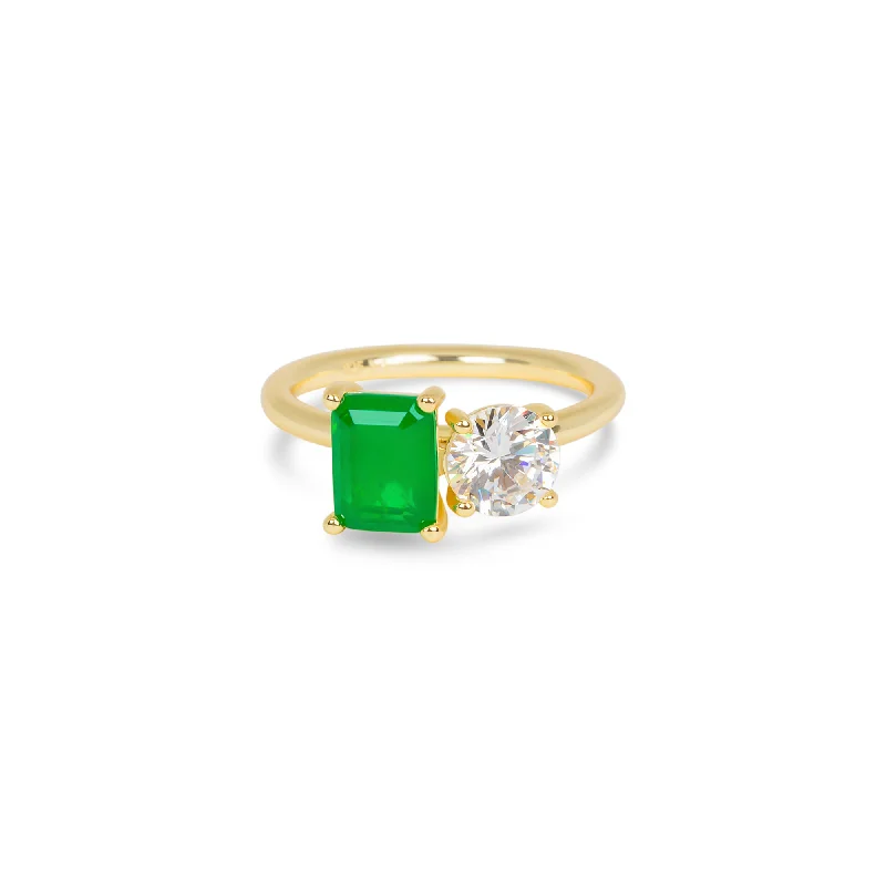 Vermeil rings with gold gemstone shine -THE AVERY EMERALD STONE RING