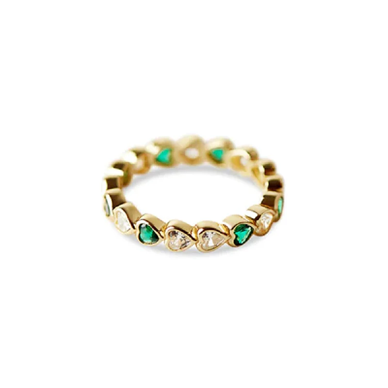 Rings featuring vivid gems for fierce style -THE COLORED STONE HEART ETERNITY BAND