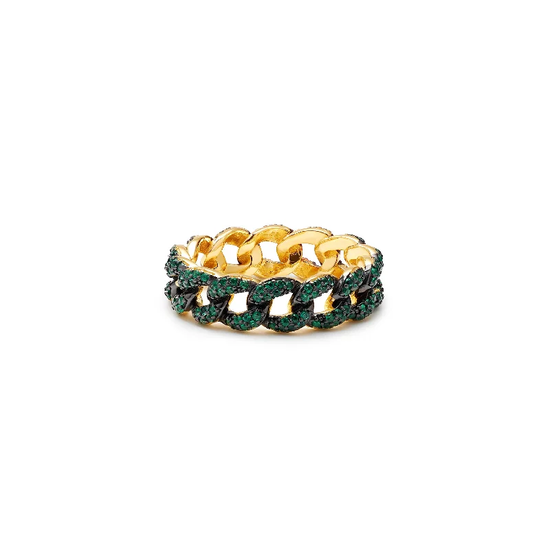 Rings featuring vivid gems for fierce style -THE EMERALD CUBAN LINK RING